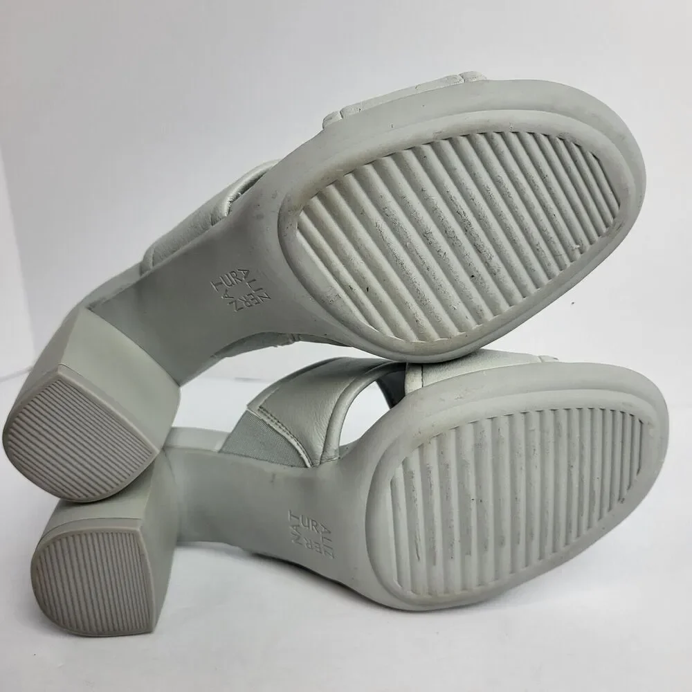 Naturalizer Women's Genn Rhythm Criss Cross Front Slip On Heels Shoes Gray 7.5